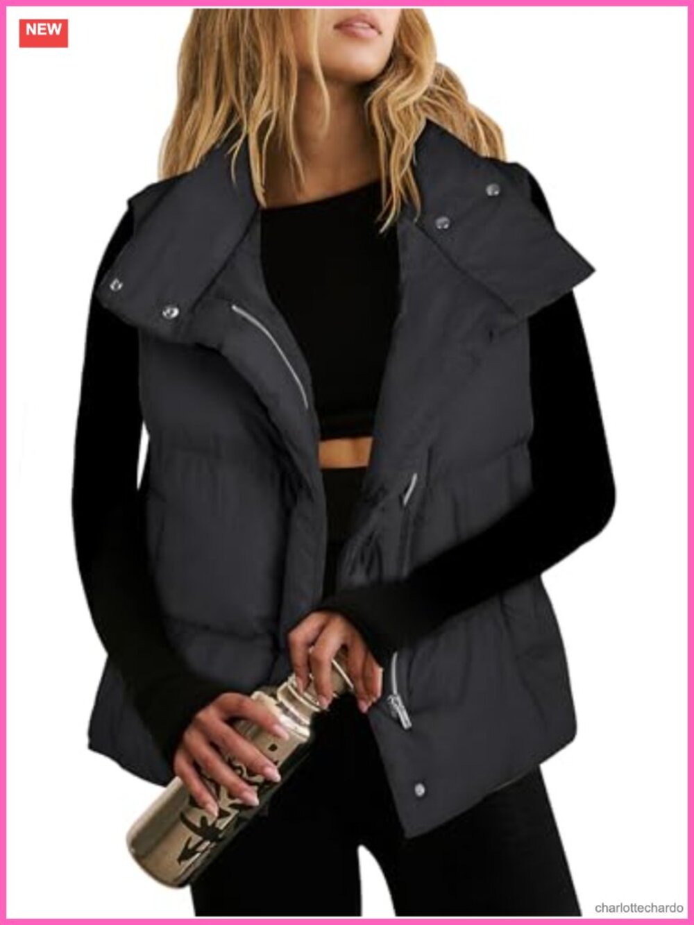Quilted Puffer Vest Zip Up Padded Gilet Sleeveless Winter Outerwear